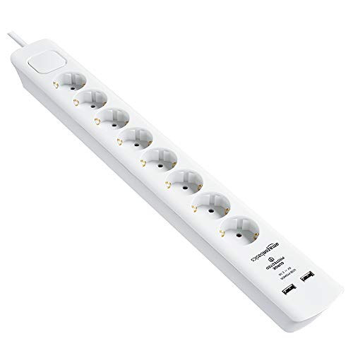 Regleta de 8 tomas con 2 salidas USB AmazonBasics